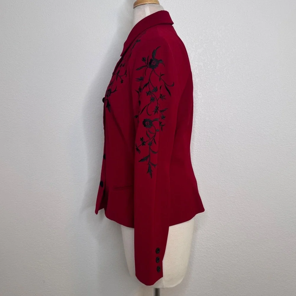 Hairston Roberson Women Embroidered‎ Button Front Jacket Sz 10 Red Western Rodeo
